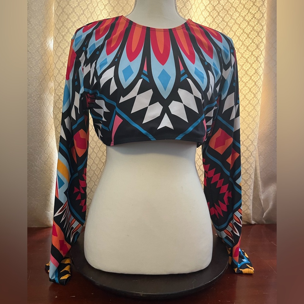 Vibrant Geometric Crop Top